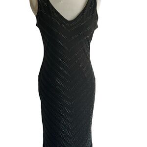 Elegant Black Sleeveless Beaded Dress,Party Cocktail